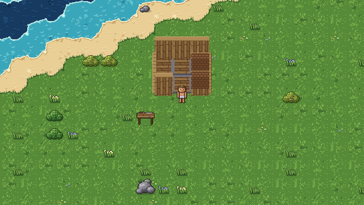 Construção de abrigo no protótipo do jogo